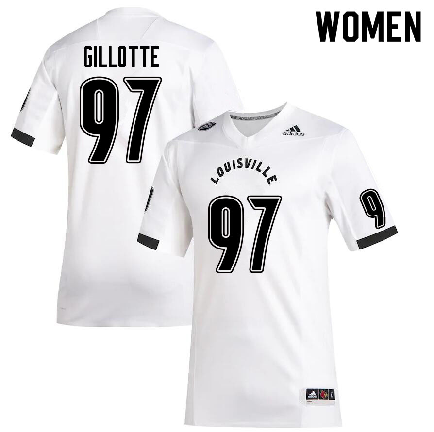 Women #97 Ashton Gillotte Louisville Cardinals College Football Jerseys Sale-White - Click Image to Close